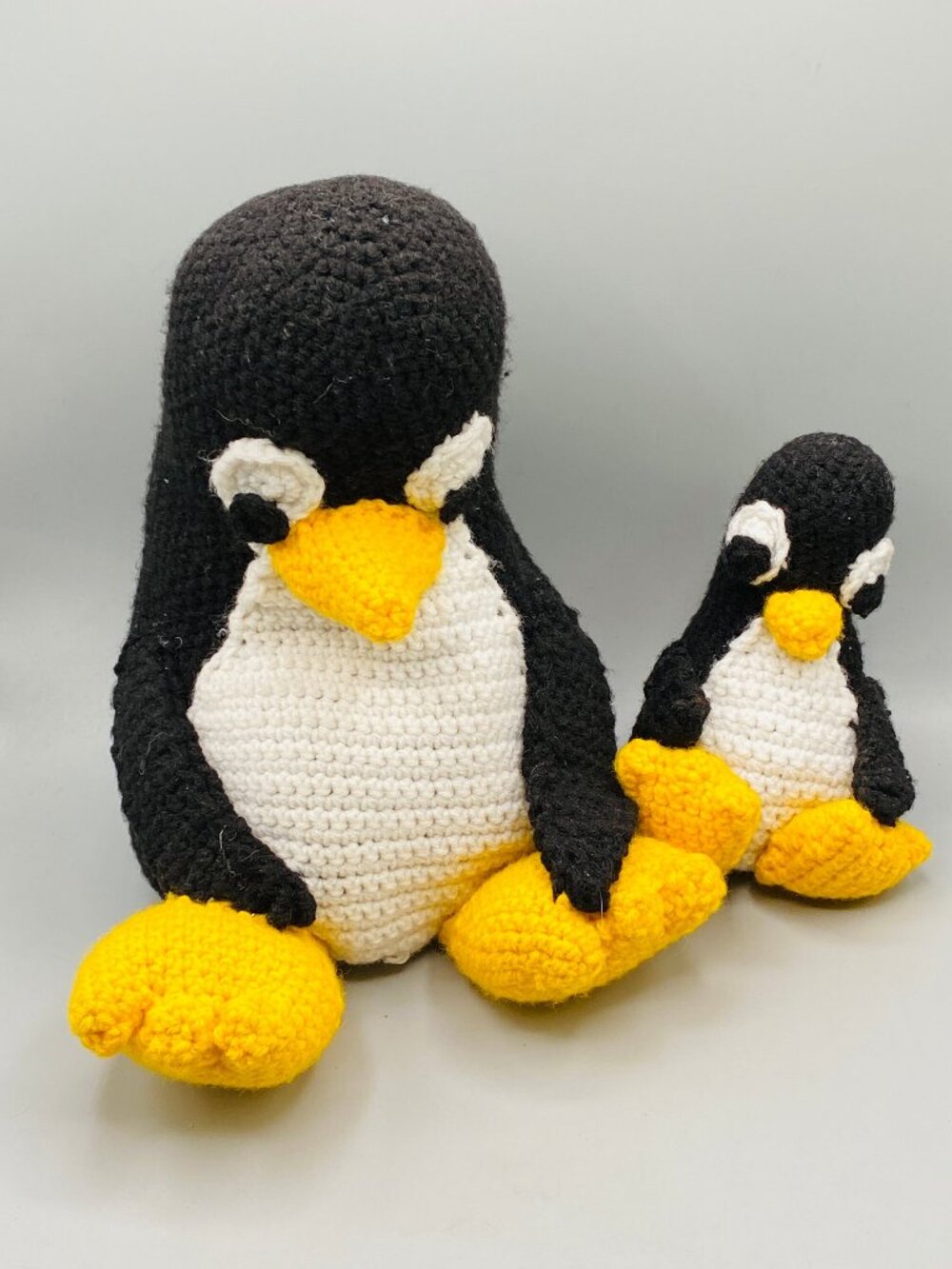 2 crochet Linux penguin birds Vintage Computer Nerd IT guy gift Homemade knit
